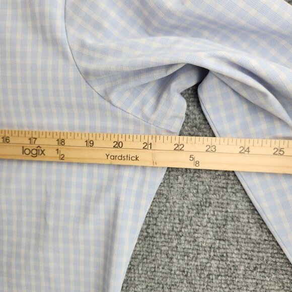 Mizzen + Main Medium Trim Fit Blue Plaid Long Sleeve Button Up Stretch USA Made - Picture 14 of 16